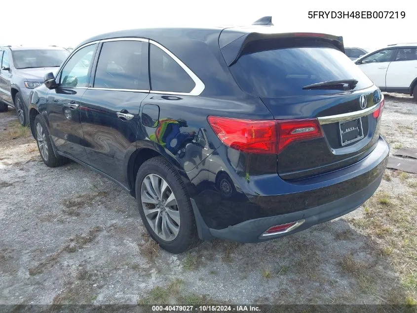 2014 Acura Mdx Technology Package VIN: 5FRYD3H48EB007219 Lot: 40479027