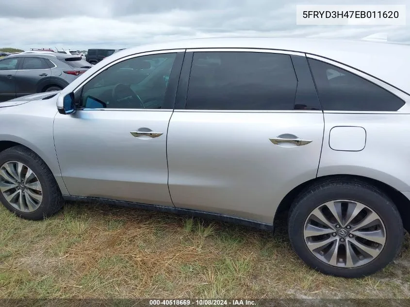 2014 Acura Mdx Technology Package VIN: 5FRYD3H47EB011620 Lot: 40518669