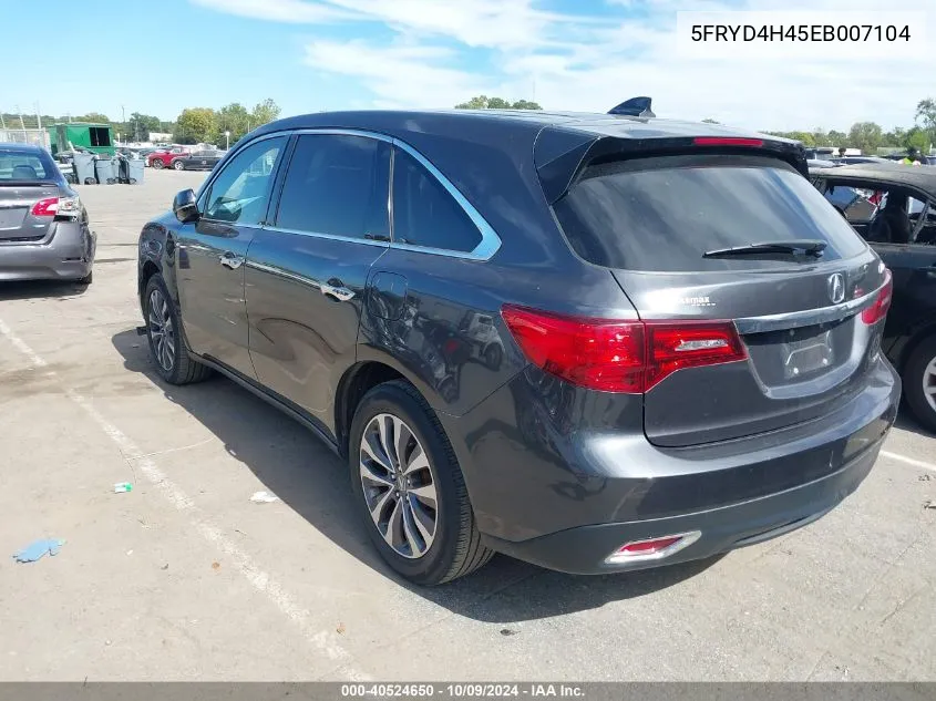 2014 Acura Mdx Technology Package VIN: 5FRYD4H45EB007104 Lot: 40524650