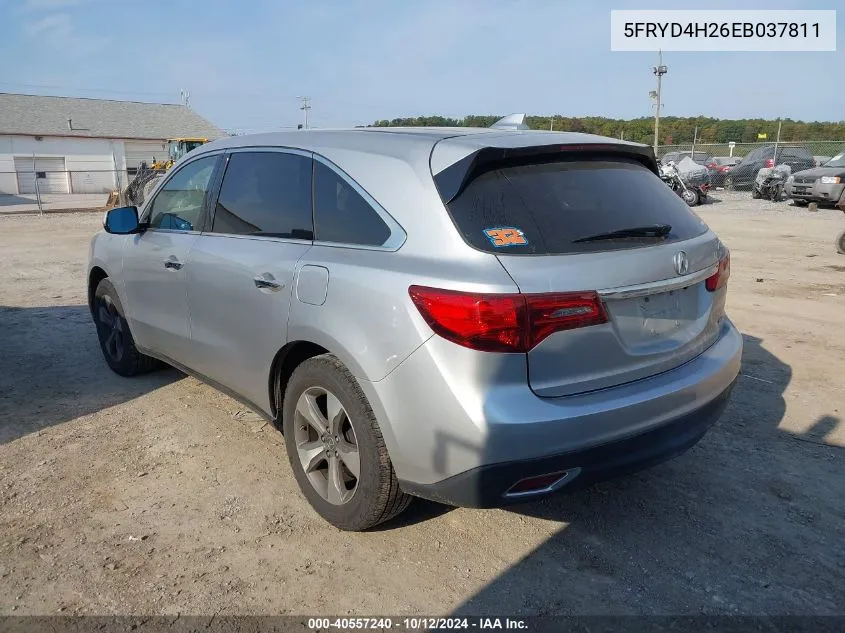 2014 Acura Mdx VIN: 5FRYD4H26EB037811 Lot: 40557240