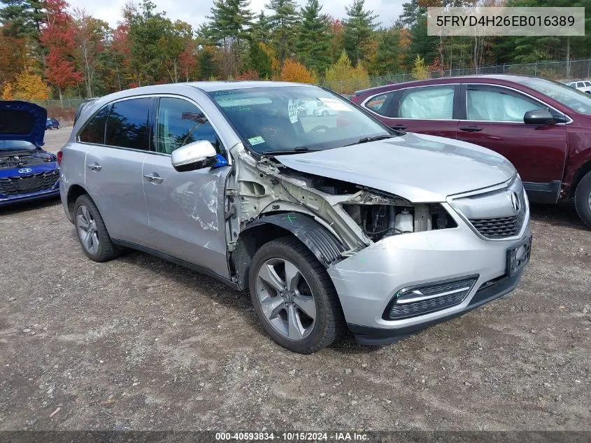 2014 Acura Mdx VIN: 5FRYD4H26EB016389 Lot: 40593834