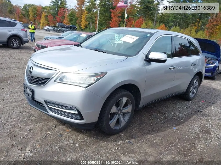 2014 Acura Mdx VIN: 5FRYD4H26EB016389 Lot: 40593834