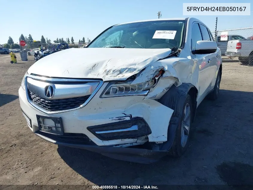 2014 Acura Mdx VIN: 5FRYD4H24EB050167 Lot: 40595518