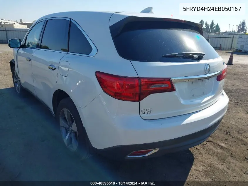 2014 Acura Mdx VIN: 5FRYD4H24EB050167 Lot: 40595518