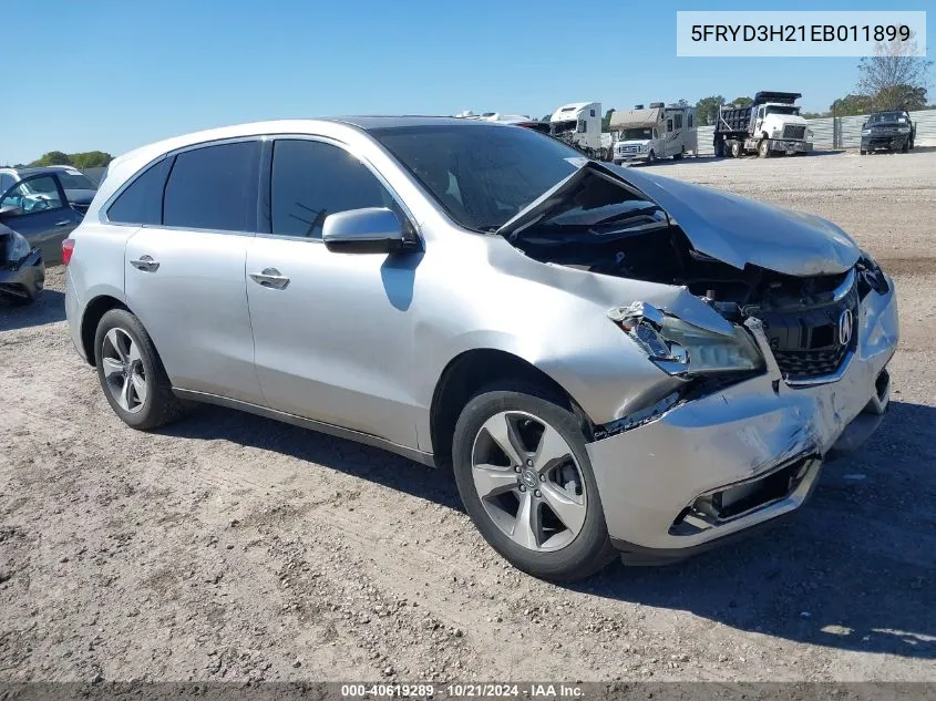 2014 Acura Mdx VIN: 5FRYD3H21EB011899 Lot: 40619289