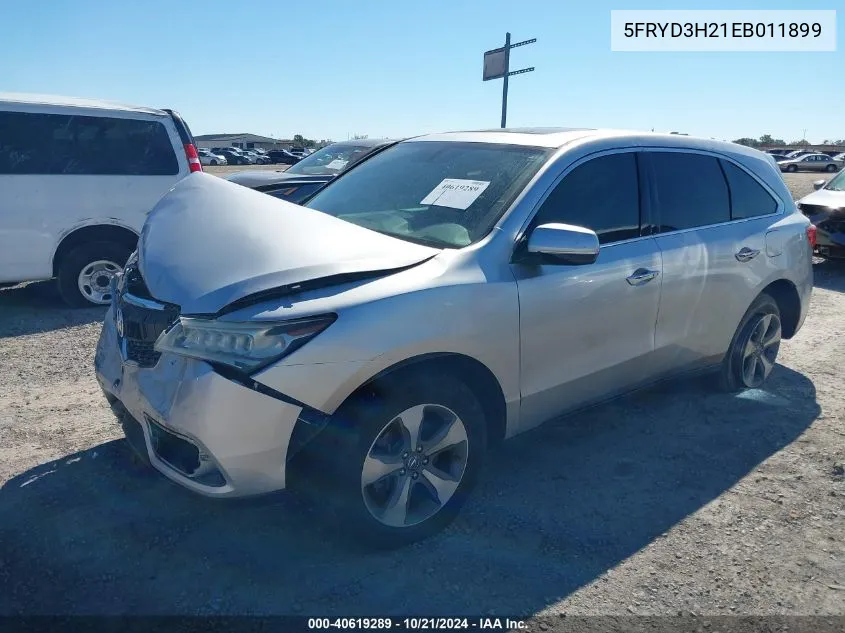 2014 Acura Mdx VIN: 5FRYD3H21EB011899 Lot: 40619289