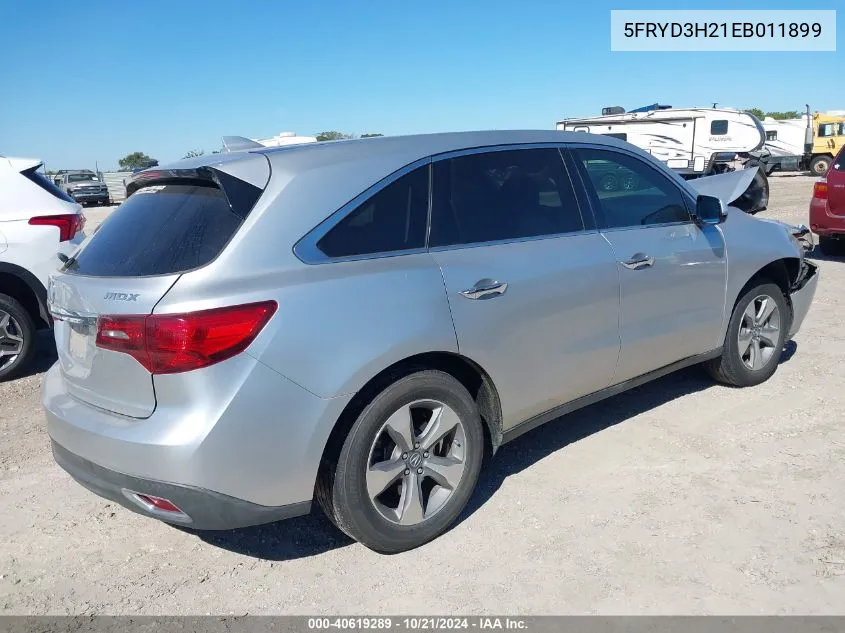 2014 Acura Mdx VIN: 5FRYD3H21EB011899 Lot: 40619289