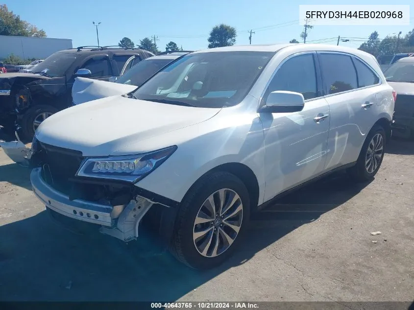 2014 Acura Mdx Technology Package VIN: 5FRYD3H44EB020968 Lot: 40643765