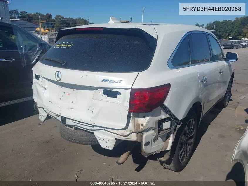 2014 Acura Mdx Technology Package VIN: 5FRYD3H44EB020968 Lot: 40643765