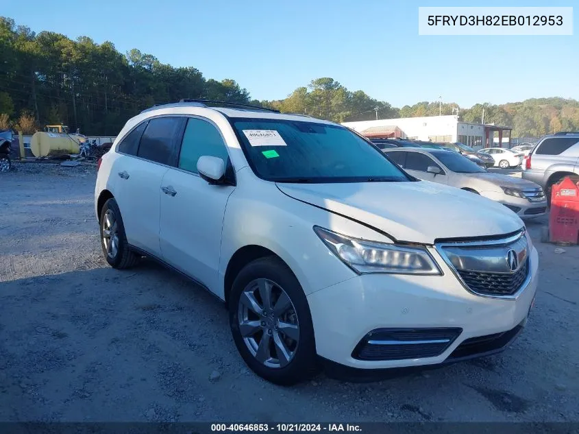 2014 Acura Mdx Advance VIN: 5FRYD3H82EB012953 Lot: 40646853