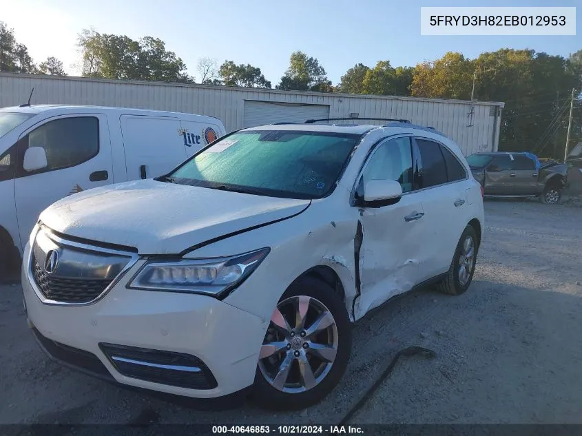 2014 Acura Mdx Advance VIN: 5FRYD3H82EB012953 Lot: 40646853