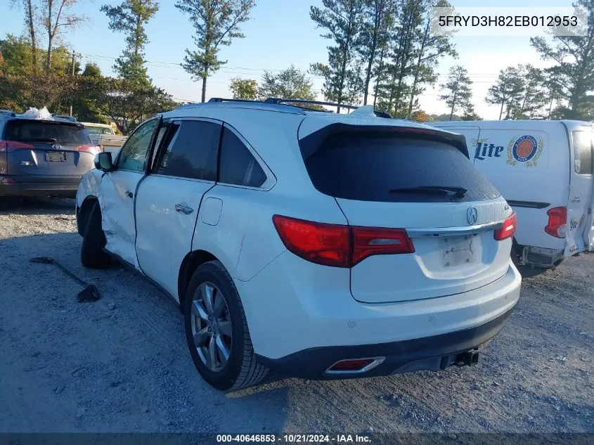 2014 Acura Mdx Advance VIN: 5FRYD3H82EB012953 Lot: 40646853