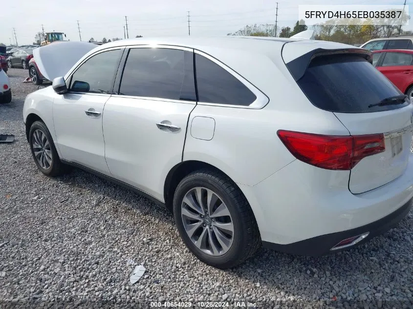 2014 Acura Mdx Technology VIN: 5FRYD4H65EB035387 Lot: 40654029