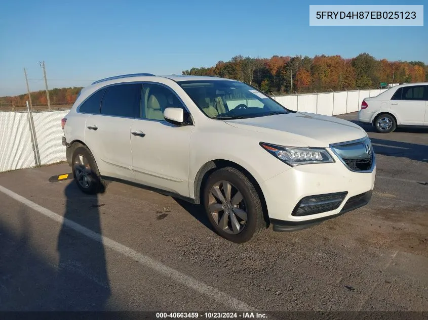 5FRYD4H87EB025123 2014 Acura Mdx Advance Pkg W/Entertainment Pkg