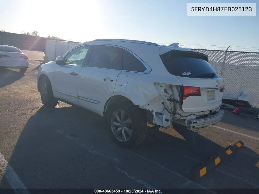 5FRYD4H87EB025123 2014 Acura Mdx Advance Pkg W/Entertainment Pkg