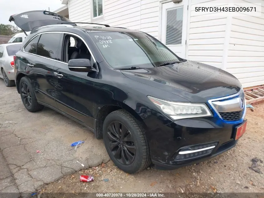 2014 Acura Mdx Technology Package VIN: 5FRYD3H43EB009671 Lot: 40720978