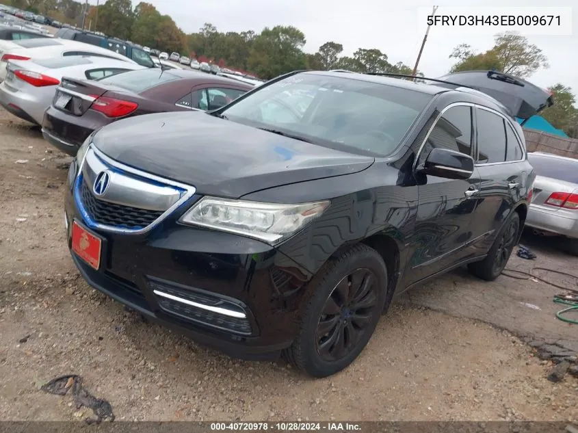 2014 Acura Mdx Technology Package VIN: 5FRYD3H43EB009671 Lot: 40720978