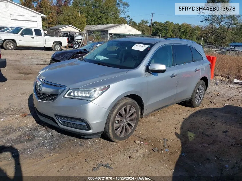 2014 Acura Mdx Technology Package VIN: 5FRYD3H44EB013678 Lot: 40721070