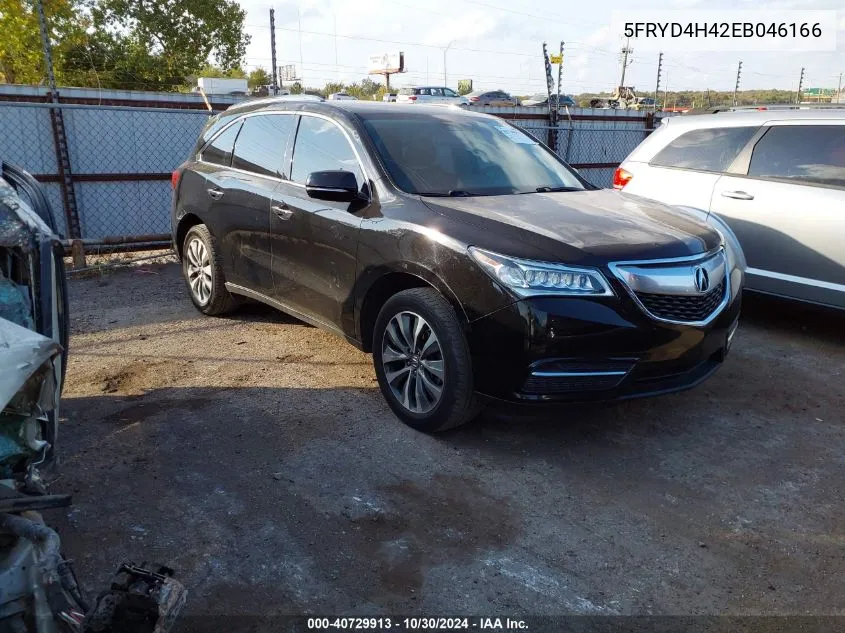 2014 Acura Mdx Technology Package VIN: 5FRYD4H42EB046166 Lot: 40729913