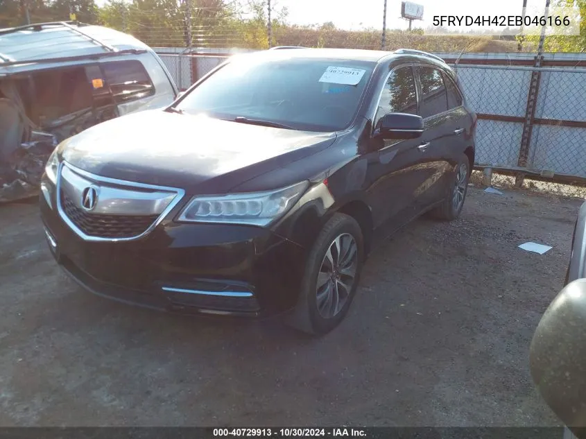 2014 Acura Mdx Technology Package VIN: 5FRYD4H42EB046166 Lot: 40729913