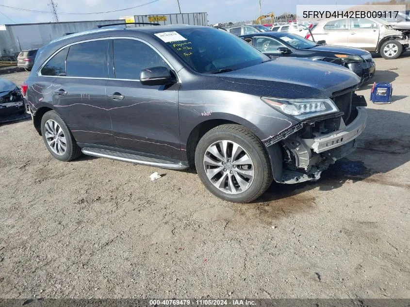 2014 Acura Mdx Technology Package VIN: 5FRYD4H42EB009117 Lot: 40769479