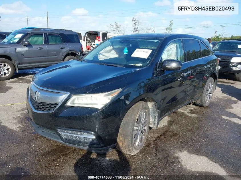 2014 Acura Mdx Technology Package VIN: 5FRYD3H45EB020493 Lot: 40774588