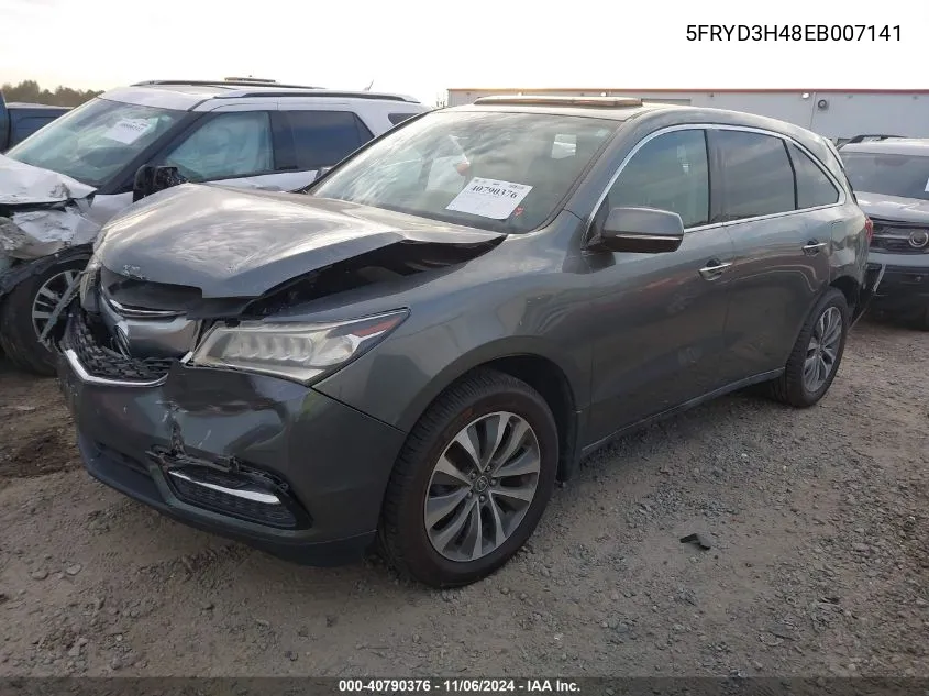 2014 Acura Mdx Technology Package VIN: 5FRYD3H48EB007141 Lot: 40790376