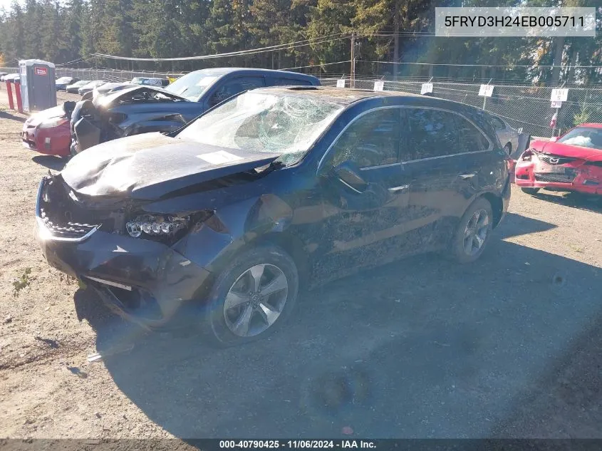 2014 Acura Mdx VIN: 5FRYD3H24EB005711 Lot: 40790425