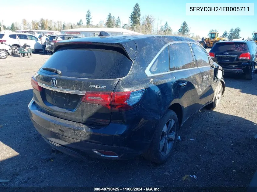 2014 Acura Mdx VIN: 5FRYD3H24EB005711 Lot: 40790425