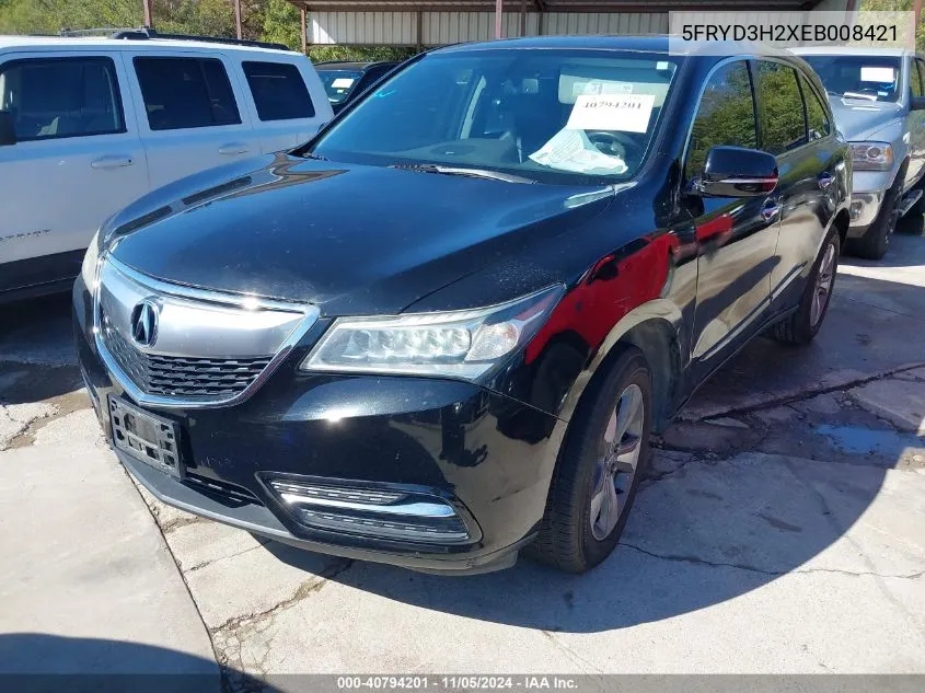 2014 Acura Mdx VIN: 5FRYD3H2XEB008421 Lot: 40794201