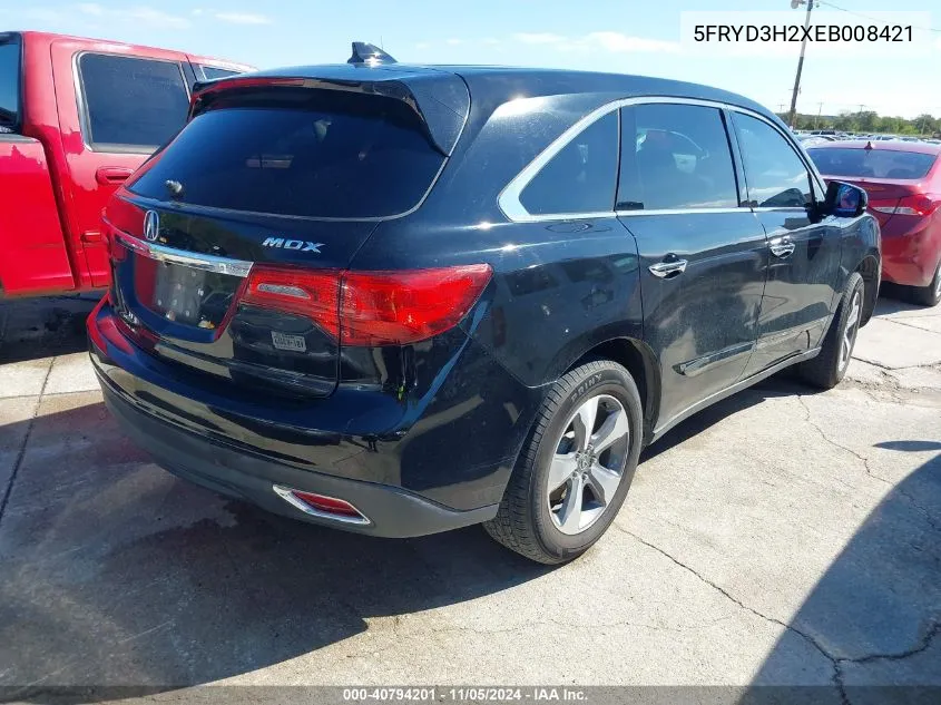 2014 Acura Mdx VIN: 5FRYD3H2XEB008421 Lot: 40794201