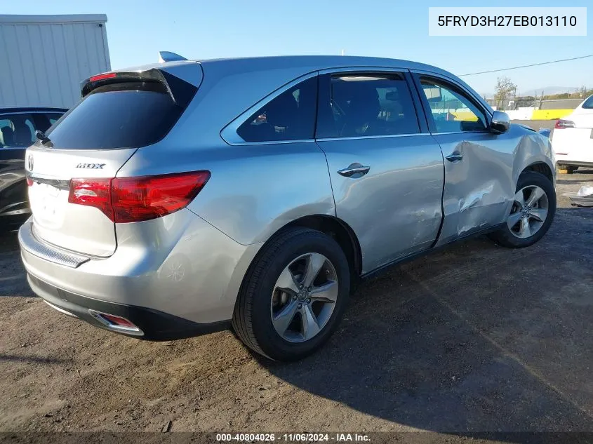 2014 Acura Mdx VIN: 5FRYD3H27EB013110 Lot: 40804026