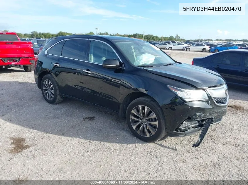 2014 Acura Mdx Technology Package VIN: 5FRYD3H44EB020470 Lot: 40804069