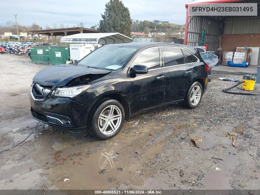 2014 Acura Mdx VIN: 5FRYD4H23EB031495 Lot: 40805521