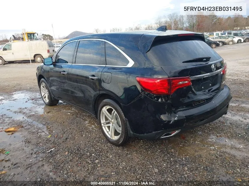 2014 Acura Mdx VIN: 5FRYD4H23EB031495 Lot: 40805521