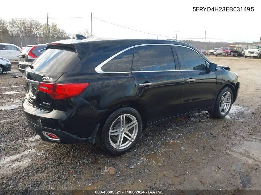 2014 Acura Mdx VIN: 5FRYD4H23EB031495 Lot: 40805521