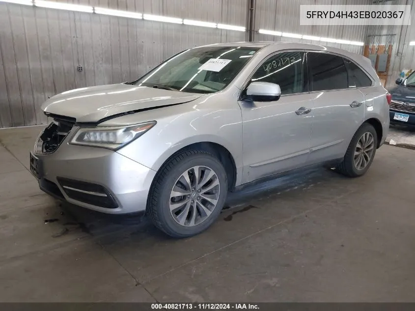 5FRYD4H43EB020367 2014 Acura Mdx Technology Package