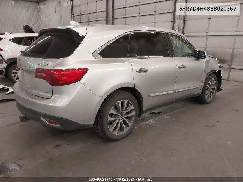 5FRYD4H43EB020367 2014 Acura Mdx Technology Package