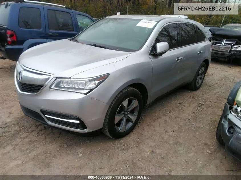 2014 Acura Mdx VIN: 5FRYD4H26EB022161 Lot: 40868939