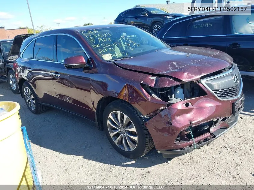 2015 Acura Mdx VIN: 5FRYD4H41FB502157 Lot: 12116084