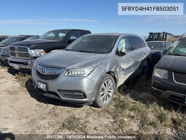 2015 Acura Mdx Navi VIN: 5FRYD4H41FB503051 Lot: 20177380