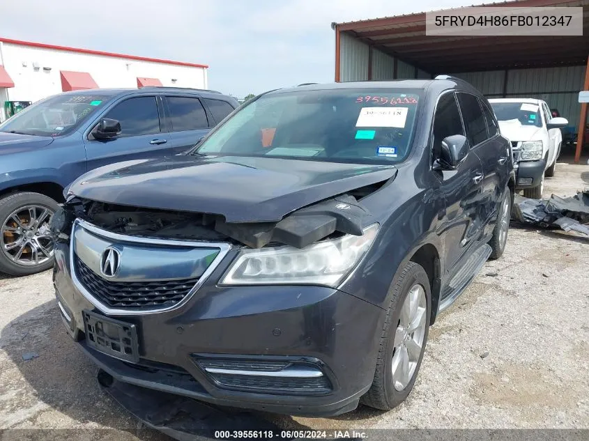 2015 Acura Mdx Advance Pkg W/Entertainment Pkg VIN: 5FRYD4H86FB012347 Lot: 39556118