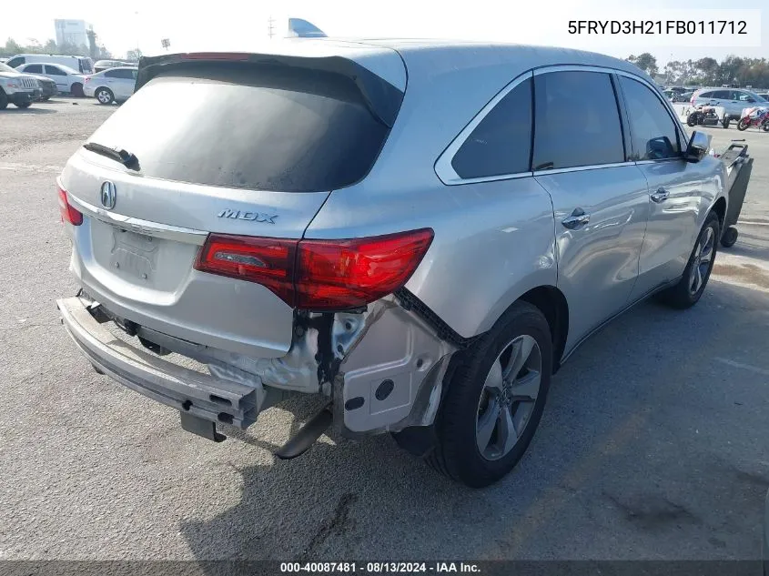 2015 Acura Mdx VIN: 5FRYD3H21FB011712 Lot: 40087481