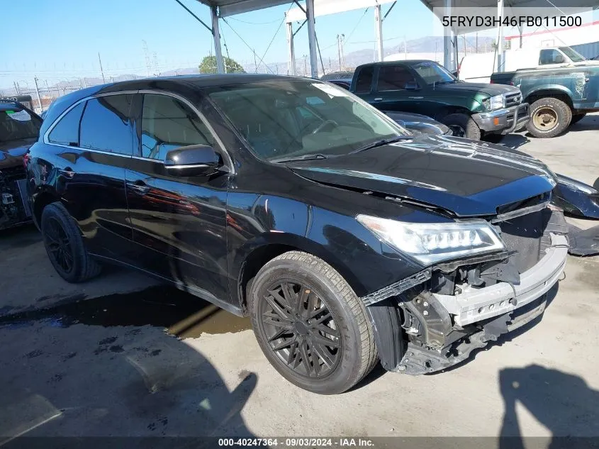 2015 Acura Mdx Technology Package VIN: 5FRYD3H46FB011500 Lot: 40247364