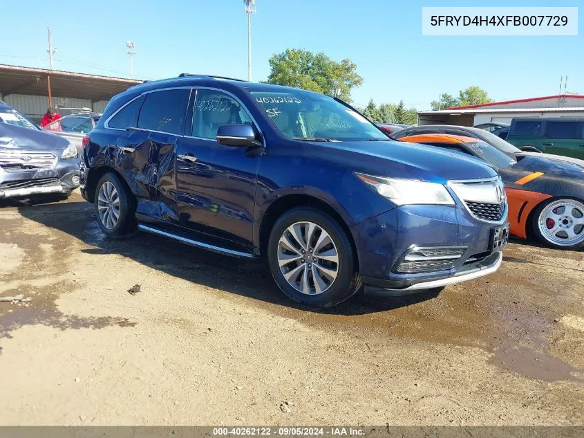 2015 Acura Mdx Technology VIN: 5FRYD4H4XFB007729 Lot: 40262122