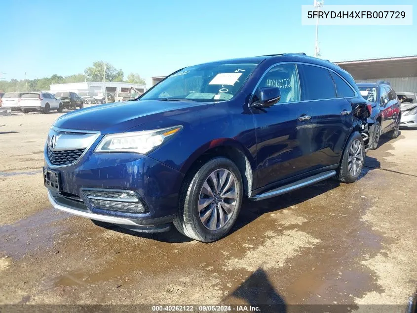 2015 Acura Mdx Technology VIN: 5FRYD4H4XFB007729 Lot: 40262122