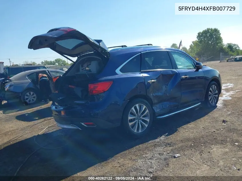 5FRYD4H4XFB007729 2015 Acura Mdx Technology