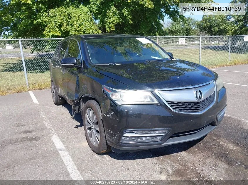 2015 Acura Mdx Technology Package VIN: 5FRYD4H44FB010139 Lot: 40278723