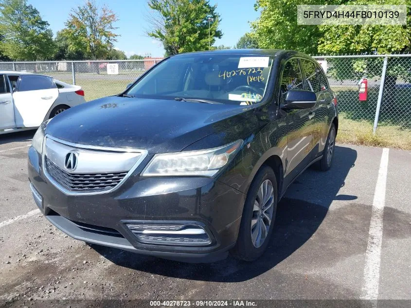 2015 Acura Mdx Technology Package VIN: 5FRYD4H44FB010139 Lot: 40278723