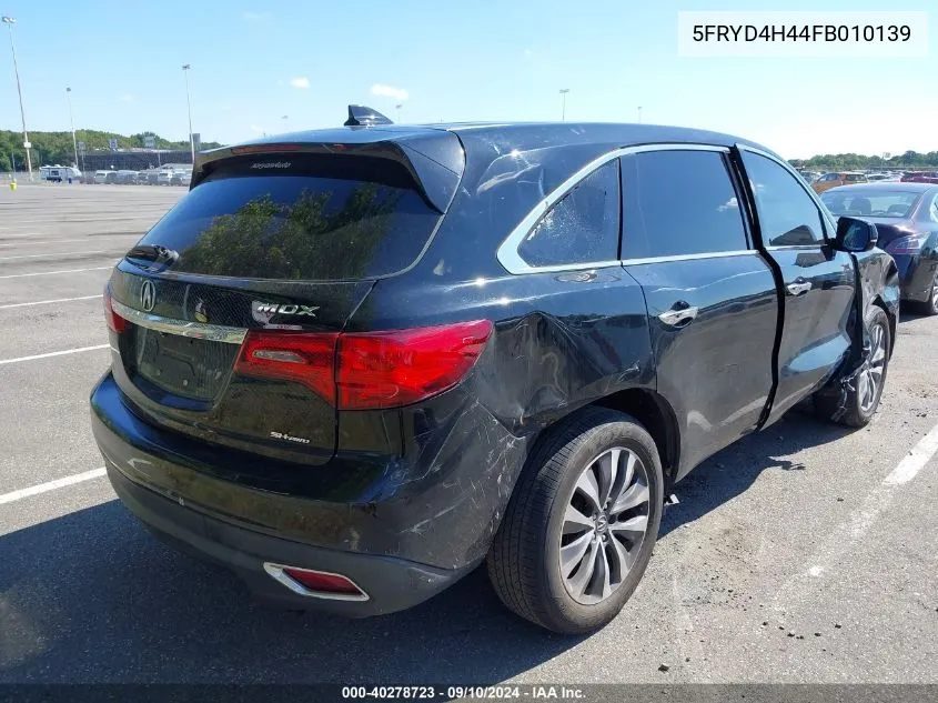 2015 Acura Mdx Technology Package VIN: 5FRYD4H44FB010139 Lot: 40278723